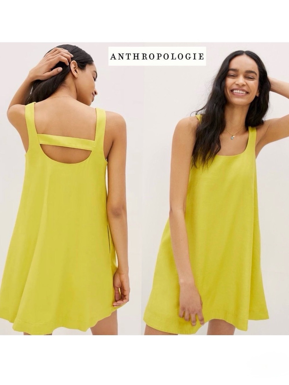 Anthropologie Maeve Lorraine Yellow Cutout Swing Mini Dress XS Summer Vacation - Picture 1 of 15
